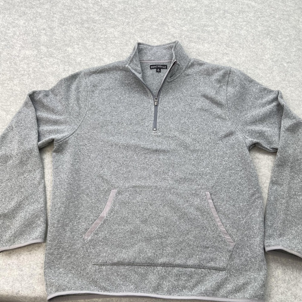 J.Crew Mercantile Sweatshirt Mens XL Gray 1/4 Zip Fleece Pullover Kangaroo